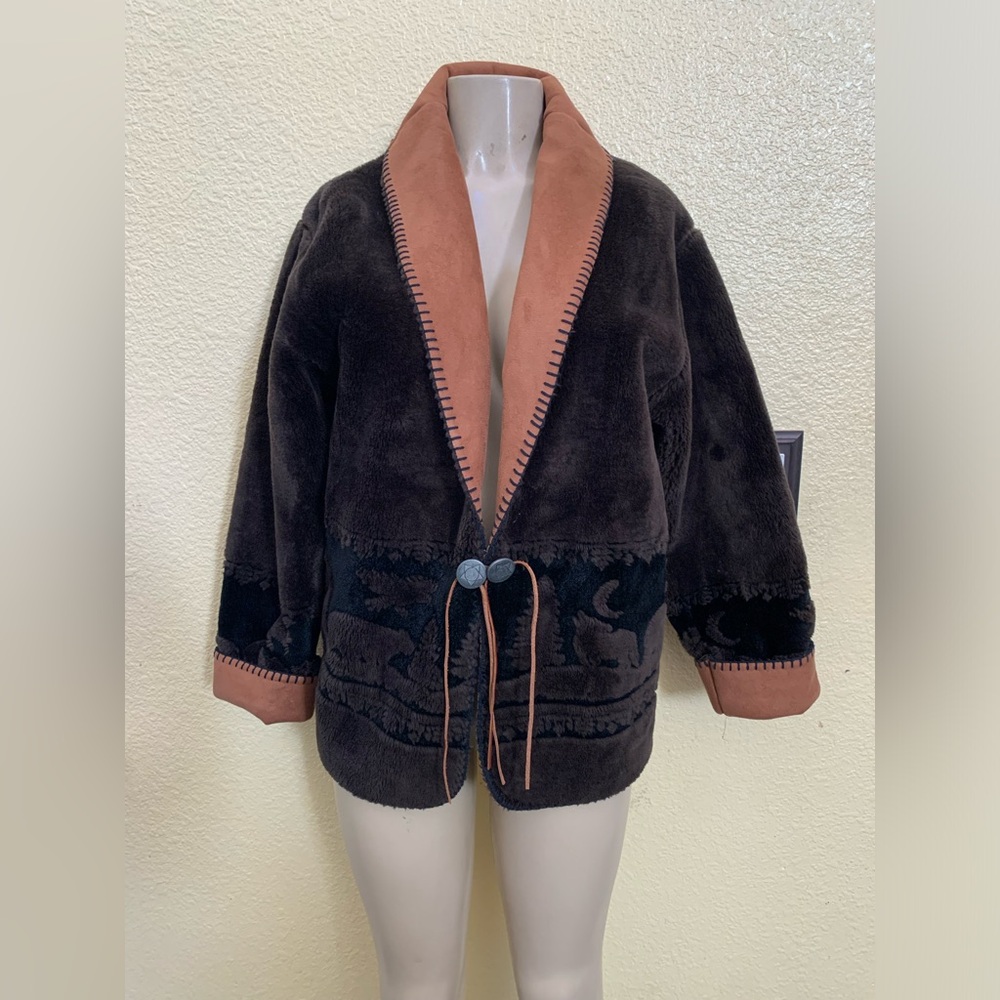 VTG Images In Fur By Bear Ridge Outfitters Size Medium Brown Faux Fur Coat